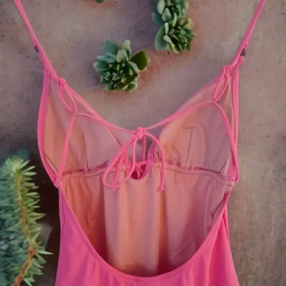 J. Crew Strappy Plunge Cheeky One-Piece Bead Detail Pink M NWT